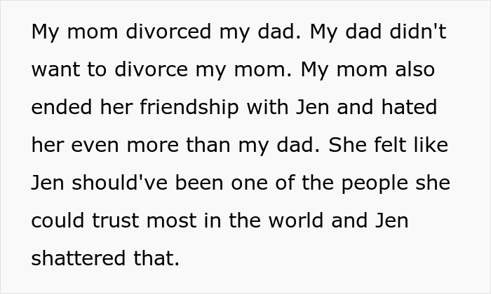 Text about mom and dad's divorce, focusing on a ruined friendship involving betrayal and loss of trust. Text about mom and dad's divorce, focusing on a ruined friendship involving betrayal and loss of trust.