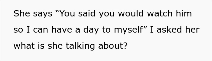Text from an in-law babysitting miscommunication about watching a child. Text from an in-law babysitting miscommunication about watching a child.