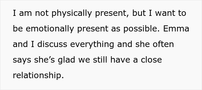 Text about a mom wanting to be emotionally present despite distance, reflecting on her relationship with her daughter. Text about a mom wanting to be emotionally present despite distance, reflecting on her relationship with her daughter.