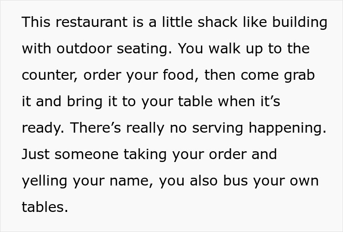 Text describing a casual restaurant setup with self-service and outdoor seating. Text describing a casual restaurant setup with self-service and outdoor seating.