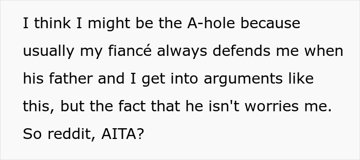 Text about a fiancée's concerns regarding arguments with her father-in-law after vegetarian meatballs incident. Text about a fiancée's concerns regarding arguments with her father-in-law after vegetarian meatballs incident.