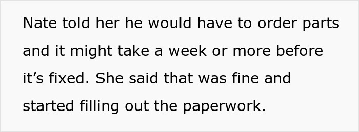 Text about parts delay and paperwork after a student’s laptop repair. Text about parts delay and paperwork after a student’s laptop repair.