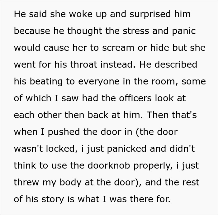 Text describing a family incident where a woman's response to a prank causes tension. Text describing a family incident where a woman's response to a prank causes tension.