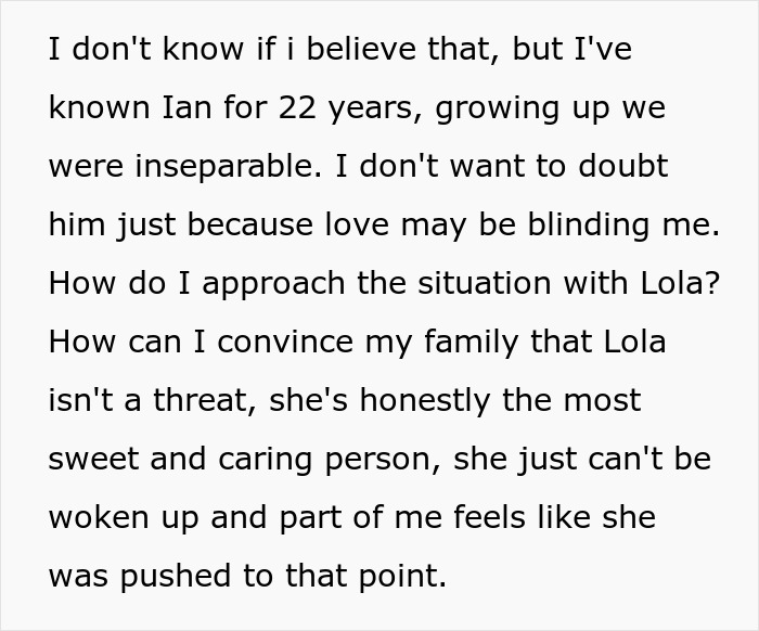 Text discussing a man's dilemma about his family's view on his girlfriend after a conflict with his brother's prank. Text discussing a man's dilemma about his family's view on his girlfriend after a conflict with his brother's prank.