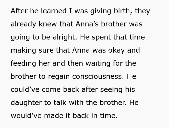 Text discussing a husband choosing his female friend over attending his child's birth for family reasons. Text discussing a husband choosing his female friend over attending his child's birth for family reasons.