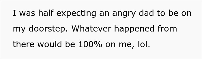 Text about an angry dad expected on doorstep, reflecting tension over son's grades and girlfriend. Text about an angry dad expected on doorstep, reflecting tension over son's grades and girlfriend.