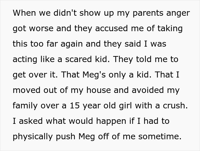 Text excerpt discusses a teen feeling unsafe due to perceived harassment by sister's friend. Text excerpt discusses a teen feeling unsafe due to perceived harassment by sister's friend.