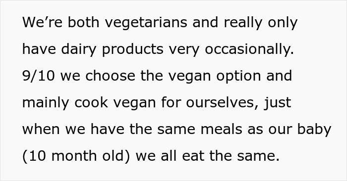 Text explaining a vegetarian and vegan diet choice for family meals. Text explaining a vegetarian and vegan diet choice for family meals.