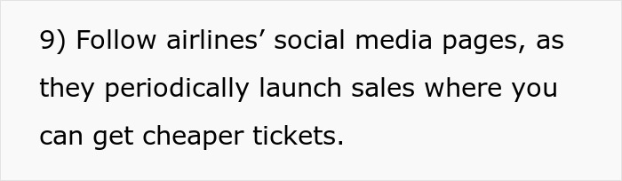 Text tip about scoring affordable flights by following airlines’ social media for ticket sales. Text tip about scoring affordable flights by following airlines’ social media for ticket sales.