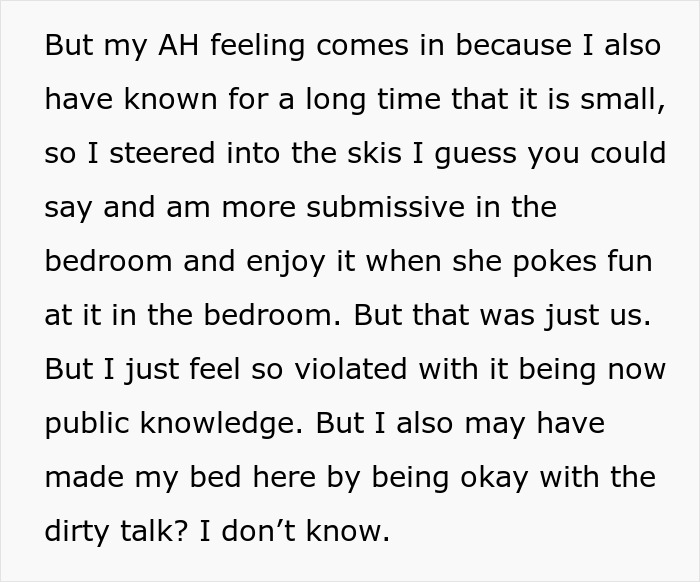 Text discussing feelings about a wife's drunken revelation, impacting thoughts on divorce. Text discussing feelings about a wife's drunken revelation, impacting thoughts on divorce.