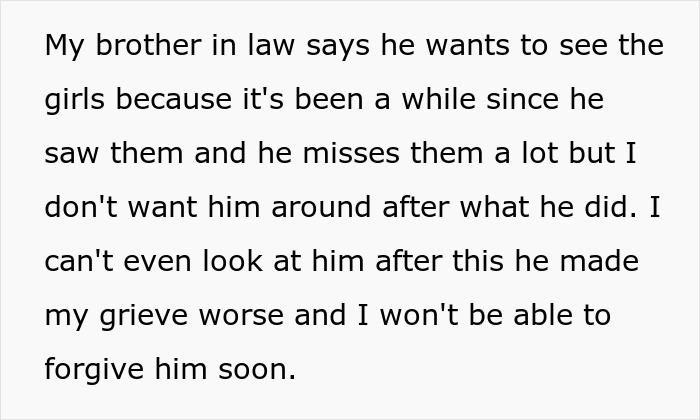Text describing family conflict and emotions after CPS involvement by brother-in-law. Text describing family conflict and emotions after CPS involvement by brother-in-law.