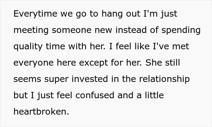 Long-distance girlfriend spends little time with boyfriend during his expensive trip, text expresses confusion and heartbreak. Long-distance girlfriend spends little time with boyfriend during his expensive trip, text expresses confusion and heartbreak.