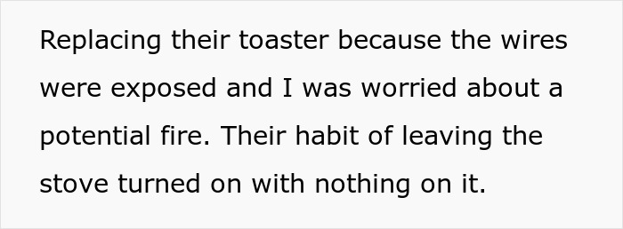 Text about a landlord concerned over roommates' unsafe toaster and stove habits, risking fire. Text about a landlord concerned over roommates' unsafe toaster and stove habits, risking fire.