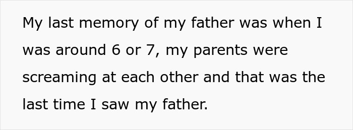 Text about a last memory of a father with parents arguing; planning to keep money from an apartment's share. Text about a last memory of a father with parents arguing; planning to keep money from an apartment's share.