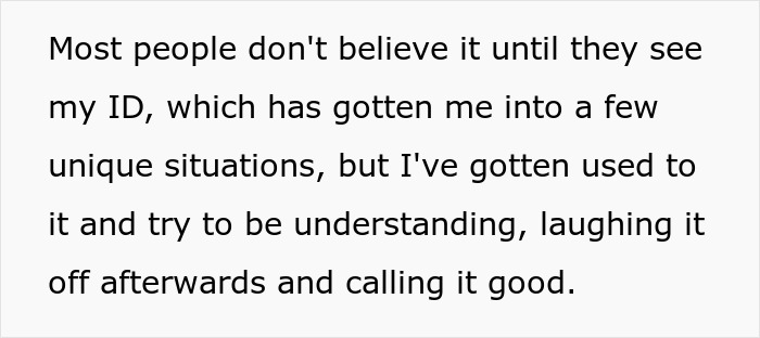 Text about ID disbelief related to new mom and teen pregnancy assumptions. Text about ID disbelief related to new mom and teen pregnancy assumptions.
