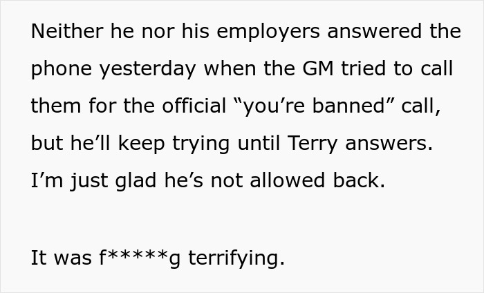 Text recounting a woman's frightening experience with a delusional client and her relief after executing a clever escape. Text recounting a woman's frightening experience with a delusional client and her relief after executing a clever escape.