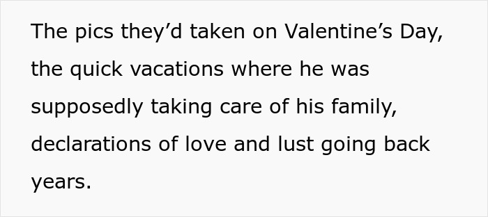 Text about Valentine's photos, vacations, and declarations of love, found by a girlfriend on a phone in the ER. Text about Valentine's photos, vacations, and declarations of love, found by a girlfriend on a phone in the ER.