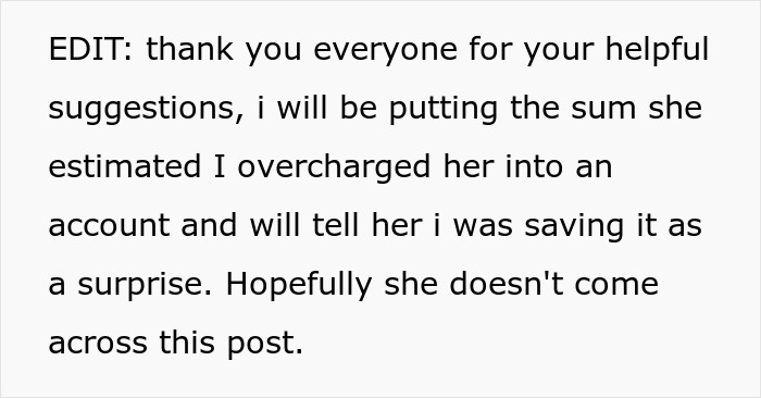 Text discussing overcharged rent reimbursement and a surprise savings plan. Text discussing overcharged rent reimbursement and a surprise savings plan.