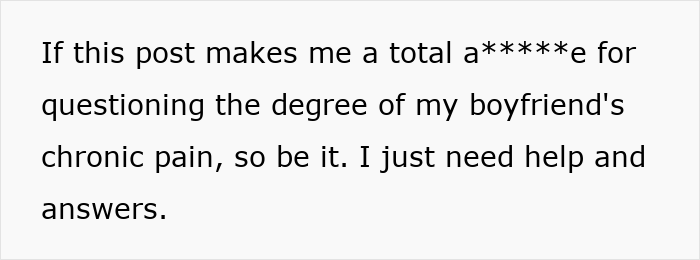 Text questioning boyfriend's chronic pain and seeking answers for too much pain to clean or hang out. Text questioning boyfriend's chronic pain and seeking answers for too much pain to clean or hang out.