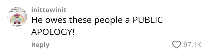 Comment criticizing a restaurant owner for a customer-shaming rant, gaining significant likes. Comment criticizing a restaurant owner for a customer-shaming rant, gaining significant likes.