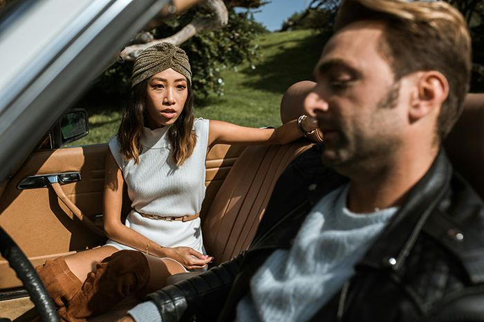 Bride confronts fiancé in car, upset after discovering secret bet with best friend before wedding. Bride confronts fiancé in car, upset after discovering secret bet with best friend before wedding.