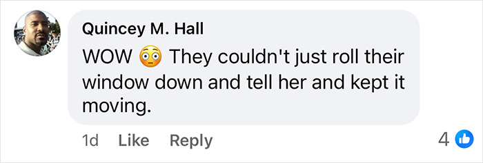 Comment discussing a Black woman detained for walking on the wrong side of the road and unfair treatment in a viral video. Comment discussing a Black woman detained for walking on the wrong side of the road and unfair treatment in a viral video.
