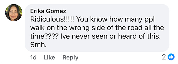 Comment criticizing road walking arrest, questioning fairness. Comment criticizing road walking arrest, questioning fairness.