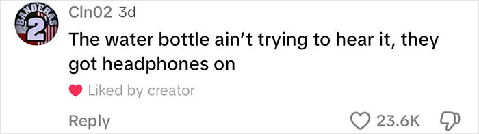 Text comment: "The water bottle ain't trying to hear it, they got headphones on," with high engagement. Keywords: 'Karens', 'Therapist'. Text comment: "The water bottle ain't trying to hear it, they got headphones on," with high engagement. Keywords: 'Karens', 'Therapist'.