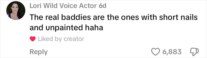 Comment on patriarchy and short nails with 6,883 likes, sparking debate. Comment on patriarchy and short nails with 6,883 likes, sparking debate.