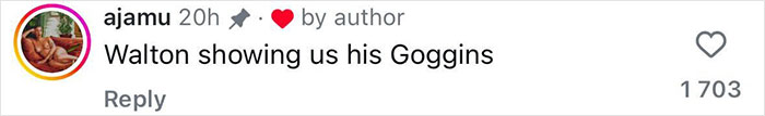 Screenshot of a social media comment about Walton Goggins, liked by 1703 users. Screenshot of a social media comment about Walton Goggins, liked by 1703 users.