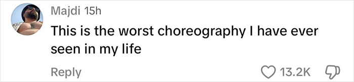 Comment criticizing choreography with 13.2K likes, related to Katy Perry's tour. Comment criticizing choreography with 13.2K likes, related to Katy Perry's tour.