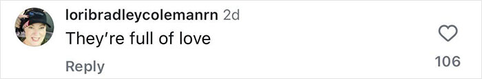 Comment about LGBTQ+ fans, 'They're full of love,' with user profile picture and heart icon. Comment about LGBTQ+ fans, 'They're full of love,' with user profile picture and heart icon.