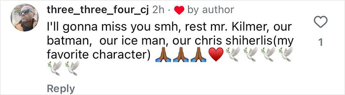 Tribute comment honoring Val Kilmer's roles, referencing Batman and other characters, with mourning emojis. Tribute comment honoring Val Kilmer's roles, referencing Batman and other characters, with mourning emojis.