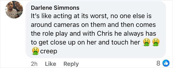 Comment expressing discomfort with intimate moments on a reality show. Comment expressing discomfort with intimate moments on a reality show.