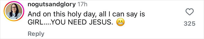 Comment saying "YOU NEED JESUS" with an emoji, expressing disapproval of a romance debut on Easter. Comment saying "YOU NEED JESUS" with an emoji, expressing disapproval of a romance debut on Easter.