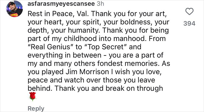 Tribute post honoring Val Kilmer's legacy, expressing gratitude for his artistic contributions and impact. Tribute post honoring Val Kilmer's legacy, expressing gratitude for his artistic contributions and impact.