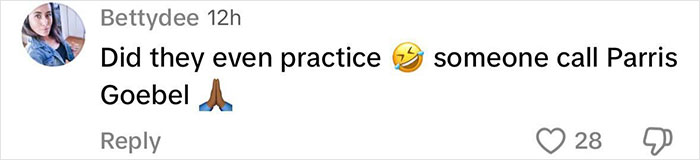 Comment mocking Katy Perry's dance moves with emojis, suggesting rehearsal needed and mentioning Parris Goebel. Comment mocking Katy Perry's dance moves with emojis, suggesting rehearsal needed and mentioning Parris Goebel.