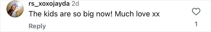 Comment noting how much the kids have grown; shares love and admiration. Comment noting how much the kids have grown; shares love and admiration.