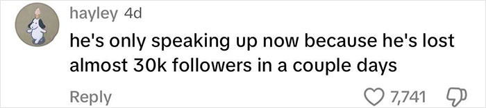 Comment expressing backlash on teacher recording controversy, noting a loss of 30k followers recently. Comment expressing backlash on teacher recording controversy, noting a loss of 30k followers recently.