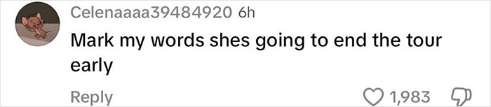 Comment mocking Katy Perry's tour debut with 1,983 likes and 3 dislikes. Comment mocking Katy Perry's tour debut with 1,983 likes and 3 dislikes.