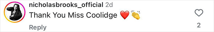 Instagram comment thanking Jennifer Coolidge with heart and clapping emojis, highlighting her LGBTQ+ support. Instagram comment thanking Jennifer Coolidge with heart and clapping emojis, highlighting her LGBTQ+ support.