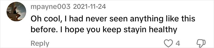 Comment expressing surprise and support for a woman with one arm larger, hoping she stays healthy. Comment expressing surprise and support for a woman with one arm larger, hoping she stays healthy.