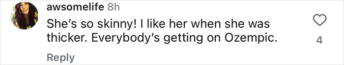 Comment on Demi Lovato's weight loss and Ozempic use. Comment on Demi Lovato's weight loss and Ozempic use.