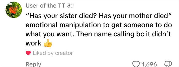 Comment on emotional manipulation and name-calling, referencing a park bench dispute needing a therapist. Comment on emotional manipulation and name-calling, referencing a park bench dispute needing a therapist.