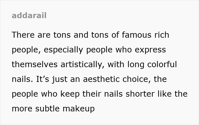 Text discussing aesthetic choices, highlighting patriarchy debate sparked by short-nail theory from Gen Z woman. Text discussing aesthetic choices, highlighting patriarchy debate sparked by short-nail theory from Gen Z woman.