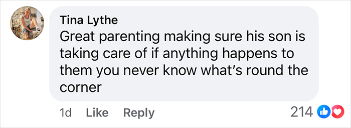 Facebook comment praising parenting decision for long-term care planning. Facebook comment praising parenting decision for long-term care planning.