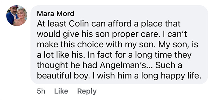 Comment discussing Colin Farrell's decision to find long-term care for his 21-year-old disabled son. Comment discussing Colin Farrell's decision to find long-term care for his 21-year-old disabled son.