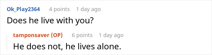 Reddit exchange about someone living alone after being banned from vacation. Reddit exchange about someone living alone after being banned from vacation.