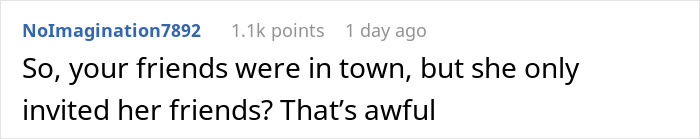 Comment on birthday dinner conflict about friends being excluded. Comment on birthday dinner conflict about friends being excluded.