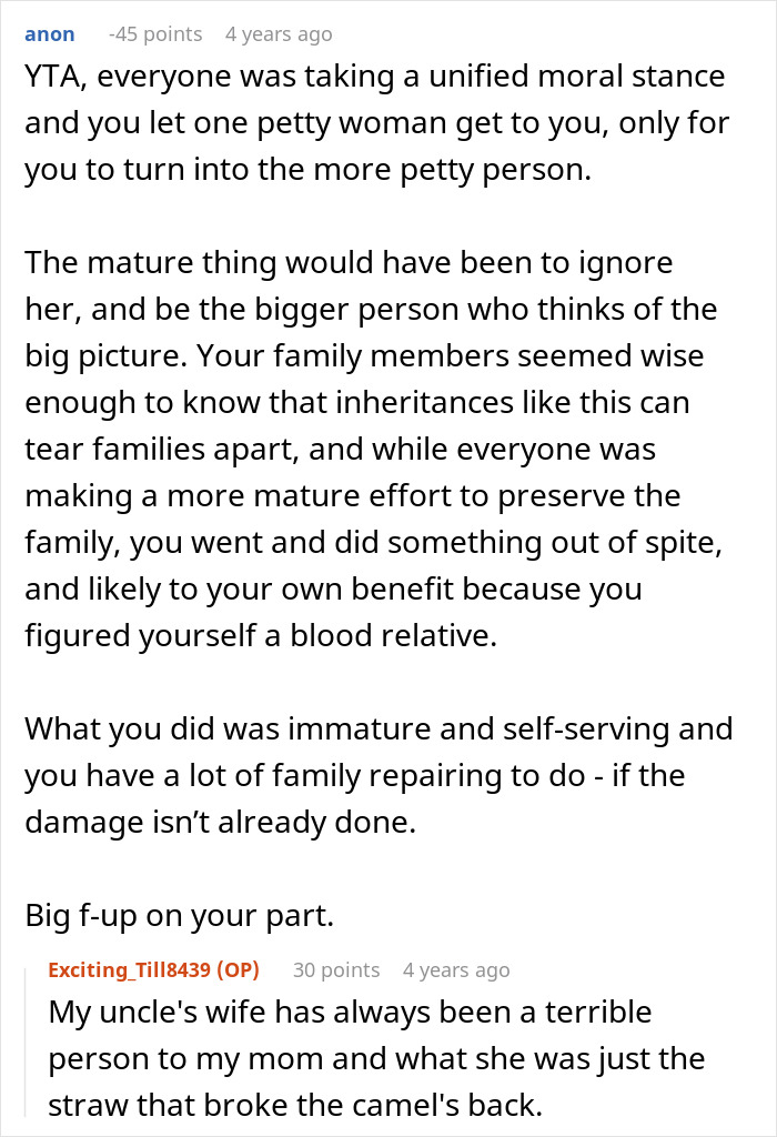 Text conversation about a grandpa's petty will, family dramas, and ex-wife's affairs. Text conversation about a grandpa's petty will, family dramas, and ex-wife's affairs.